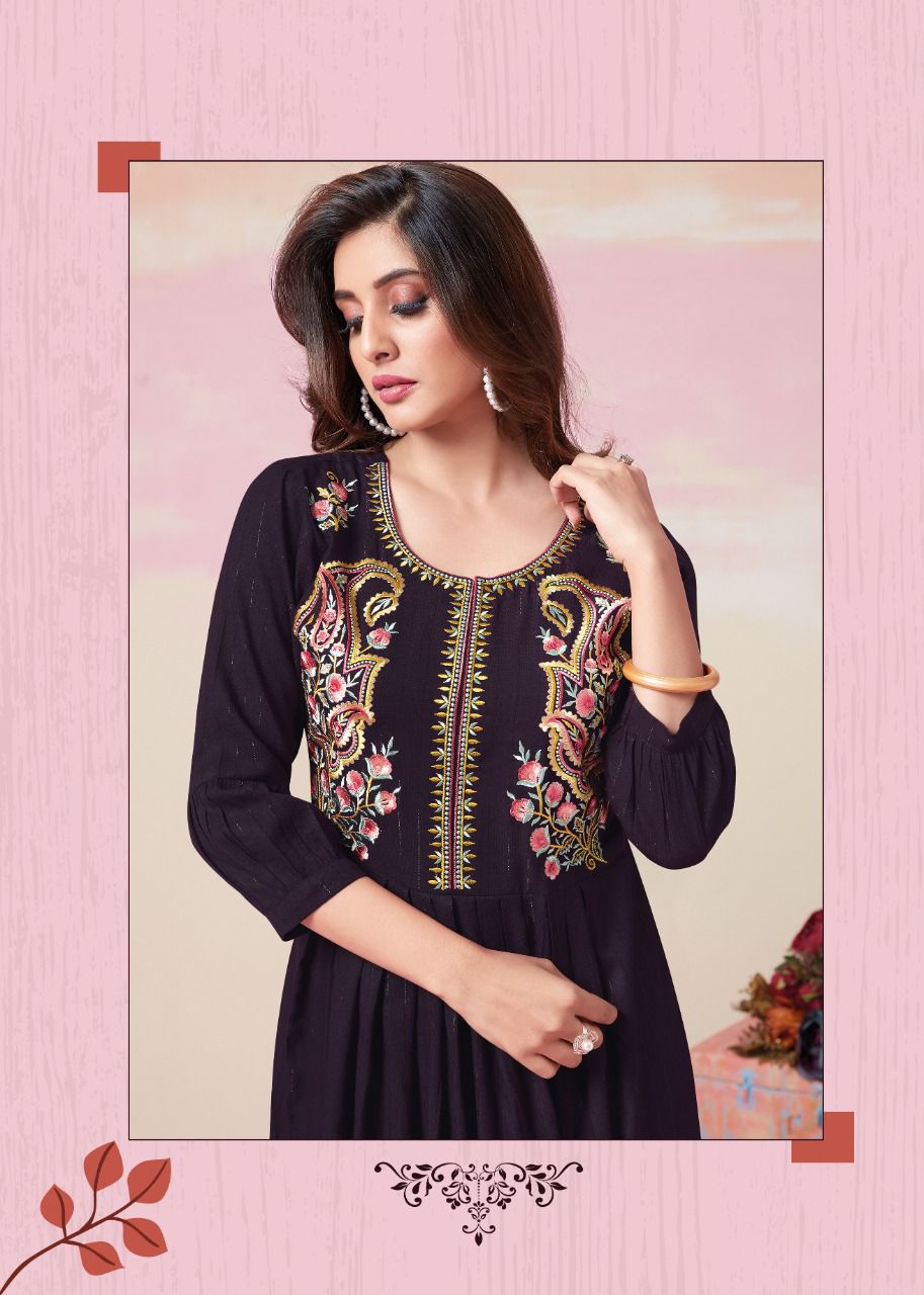Aarvi Myra 9 Heavy Rayon Wholesale Anarkali Kurti Collection